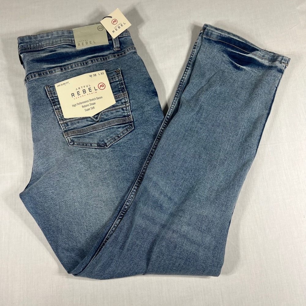Artful Rebel Jax Slim Fit Jeans Mens 38x32 Medium Wash Stretch Denim NWT